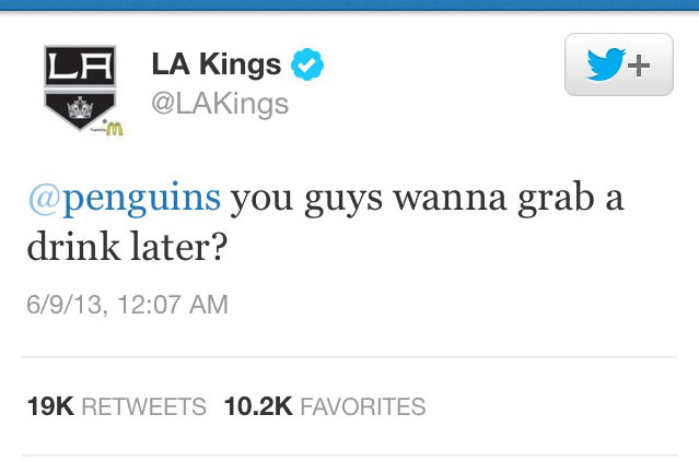 The Pittsburgh Penguins get invited to a bar by the Los Angeles Kings