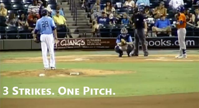 Minor Leaguer Vinnie Catricala Strikes Out On One Pitch